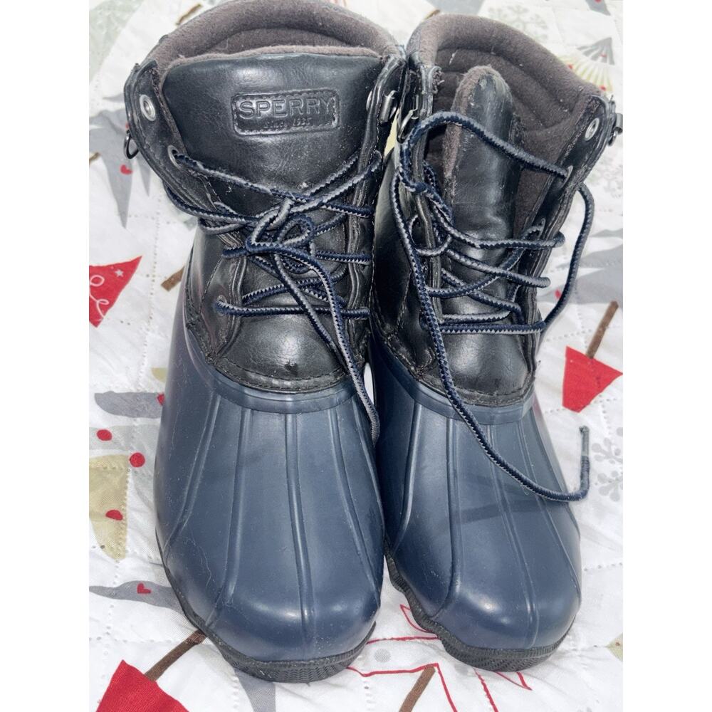 Sperry Rubber Duck Boots Boys Size 5 Navy / Black